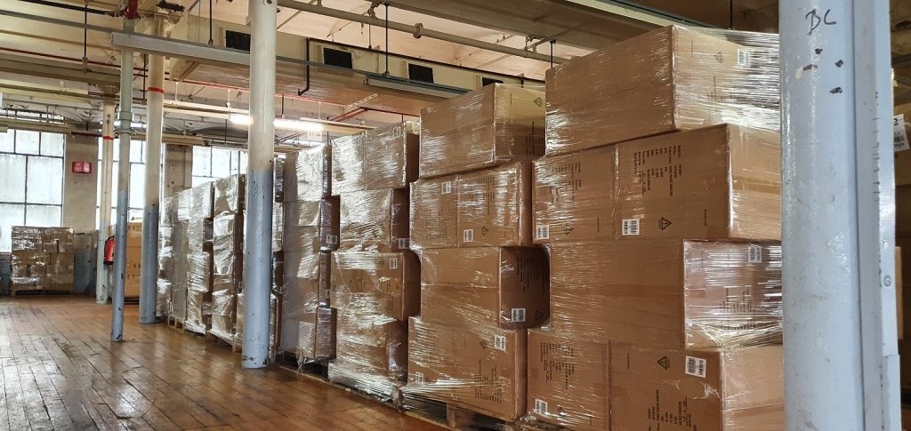 Pallet storage space in a secure facility at Arrow Mill